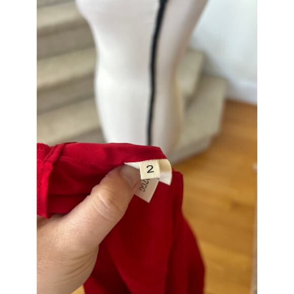 L'Agence Red Silk Halter Tie Neck Fit & Flare Dress - Picture 7 of 9